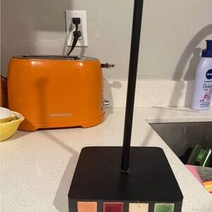 Black Modern Paper Towel Holder with Colorful Accents